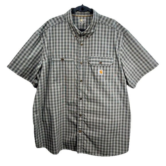 Carhartt Force Ridgefield Vented Shirt Mens 3XL Gray Plaid Relaxed Fit Button Up - Picture 1 of 8
